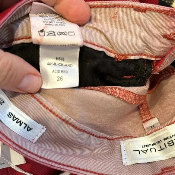 NWT Habitual Almas Hi Rise Ankle Zip Skinny Jeans Acid Red Sz 26 - Picture 7 of 10
